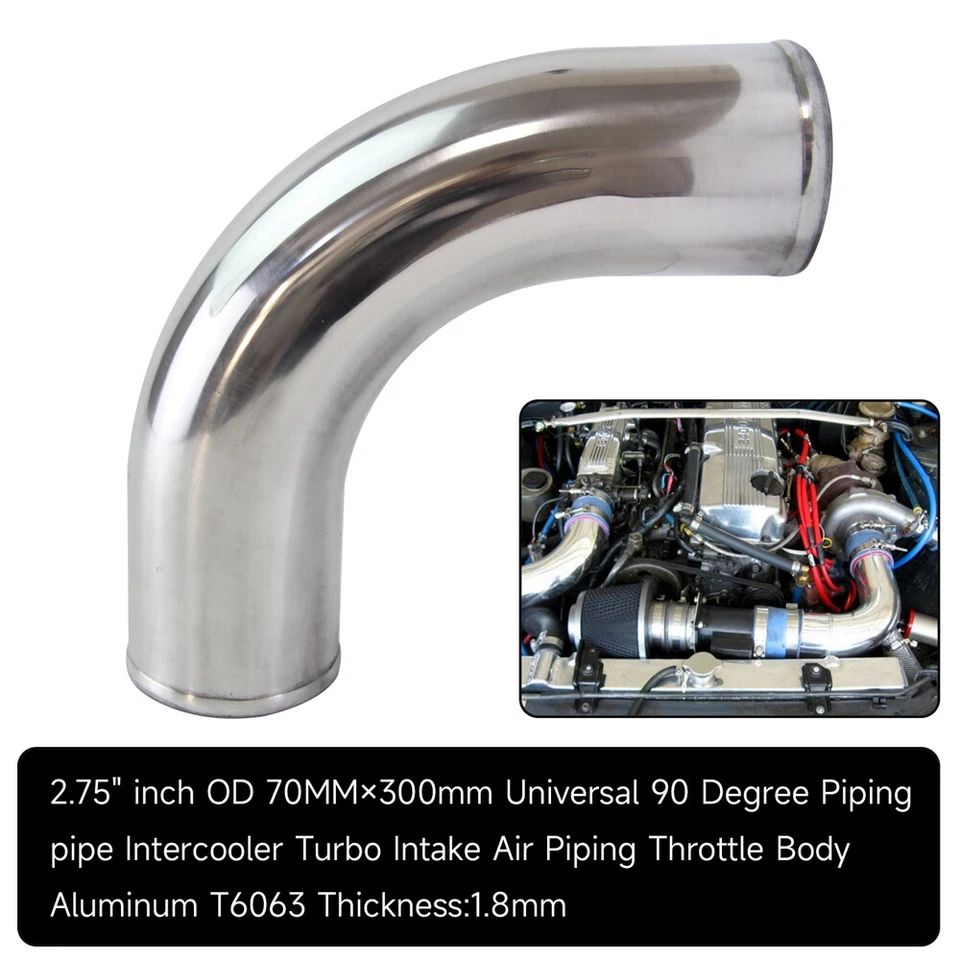 70mm 2.75" inch 90 Degree Elbow Aluminum Turbo Intercooler Pipe Piping Tubing SL - Image 1 of 4