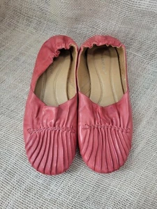 Chocolate Blu Vic Red Leather Ballet Flats Size 7 - Picture 1 of 9