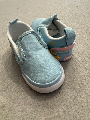 Sneakers Vans bambina taglia 5 nuove slip on blu oro stella scarpe casual