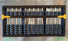 Vintage Lotus Flower Brand Chinese Abacus 13 Rods 91 Beads BLACK Wood 10X5X1