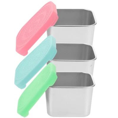  3 Pcs Airtight Food Containers Stainless Steel Snack Box Kitchen - Image 1 of 4