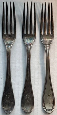 Juego de 3 horquillas antiguas Reed & Barton enchapadas en plata grabadas con monograma Foto 1 de 4