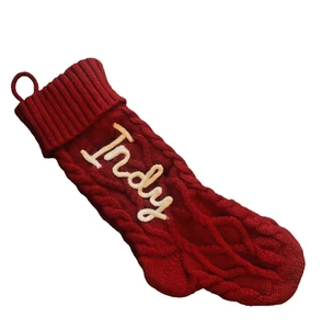 Personalisierter Weihnachtsstrumpf "Indy" rot weiß Strick Geschenk - Bild 1 von 3