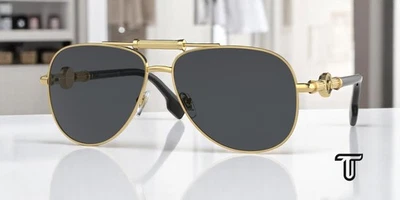 VERSACE VE2236 100287 Gold Dark Grey 59 mm Unisex Sunglasses - Image 1 of 4
