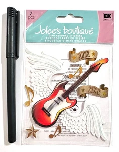Rock Star Flying Guitar Jolee's Stickers Scrapbooking Card Making Embellishment - Picture 1 of 1