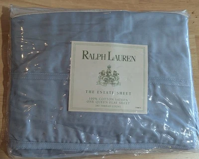 Sábana plana Ralph Lauren Queen Estate satén púrpura brezo colina 280 hilo nueva con etiquetas Foto 1 de 2