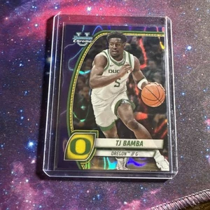 2025 Bowman Chrome U NCAA TJ Bamba Rookie RC #74 PURPLE WAVE REFRACTOR - Picture 1 of 2