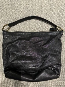 Kenneth Cole New York Black Leather Hobo Shoulder Tote Bag - Picture 1 of 4