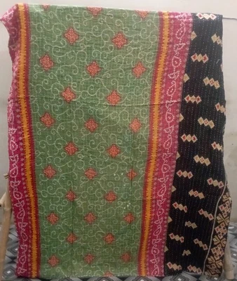 Wholesale Lot of Indian Vintage Kantha Quilt Handmade Throw Reversible Blanket - Image 1 of 2
