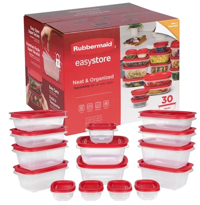 Rubbermaid EasyStore  Food Storage Containers with Lids, 30-Piece Set, Red - NEW - Image 1 of 4