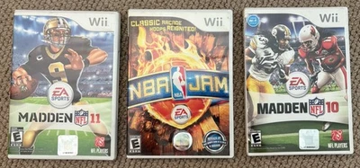 NBA Jam. Madden NFL 10. Madden 11. Nintendo Wii. Tested NICE CONDITION - Image 1 of 4