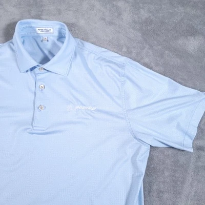 Camisa Polo Peter Millar Para Hombre Mediana Verano Comodidad Golf Azul Geométrica Boeing Foto 1 de 4