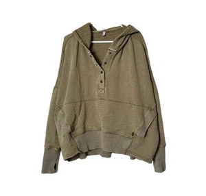 Free People Movement Solid Miel Paloma Jersey Botón a Presión Sudadera con Capucha Desgastada M - Imagen 1 de 11
