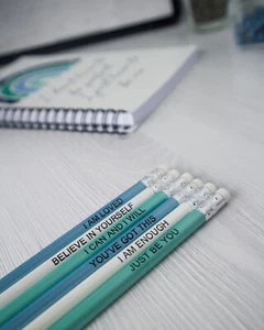 6 Pack of Positivity Pencils Mental Health Encouragement Inspirational - Picture 1 of 5