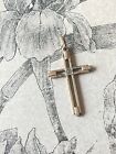 Ancien Pendentif religieux Croix en plaqué or Fix - Bijou vintage