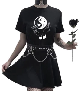 Yin & Yang Sun And Moon Graphic T-shirt Gothic Punk Wiccan Witch Streetwear - Picture 1 of 26