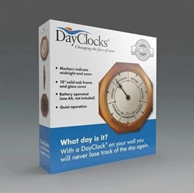 DayClocks Classic Day of The Week Wall Clock with Solid Wood Frame  - Image 1 of 2