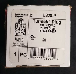 Legrand Pass & Symour L820-P Turnlok Plug 20A 480VAC 2P 3W Ground NEMA L8-20P  - Picture 1 of 5