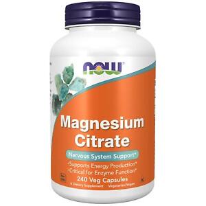 NOW Foods Magnesium Citrate 240 Veg Capsules, Fatigue, Muscle and Bone Health