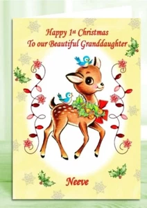 Personalised Christmas card Reindeer Mum Daughter Sister Friend Niece - Picture 1 of 2