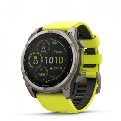 Garmin fenix 8 51mm Solar Sapphire Titanium DLC with Yellow Band 010-02907-20 - Image 1 of 3