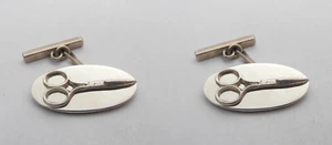 Schere: Manschettenknöpfe aus Silber 925 - Haarschere - Sarti Schweissband - Picture 1 of 2