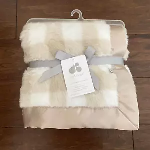Just Born Checkered Tan Cream Check Plush Baby Blanket NWT - Picture 1 of 4
