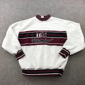 Vintage Varsity Sweatshirt Women Large White Maroon Cheerleader THS Vikings Knit - Picture 1 of 10