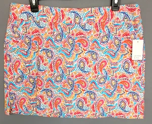 Crown & Ivy Mini Skort Rock Damen 14 Orange Blau Paisley Dehnbare Tasche Neu - Bild 1 von 11