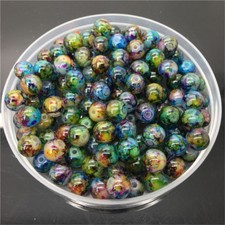 30Pcs 8mm Double Color Glass Pearl Round Spacer Loose Beads For Jewelry Making