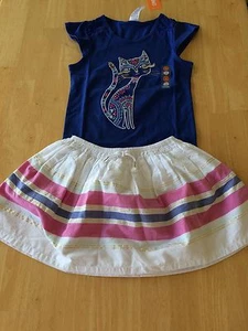 NWT Gymboree Desert Dreams Kitty Tee Stripe Skirt Set 4 5 6 7 10 Girl - Picture 1 of 3