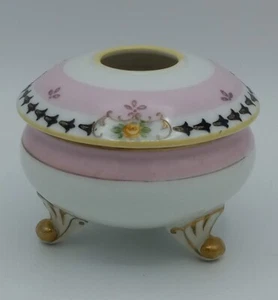Antik Nippon Japan Floral handbemalt Porzellan Haar Empfänger/Schminktischdose - Bild 1 von 11