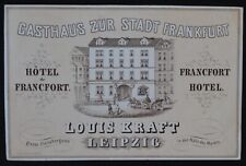 Carte de visite porcelaine HOTEL DE FRANCFORT Louis KRAFT LEIPZIG visit card