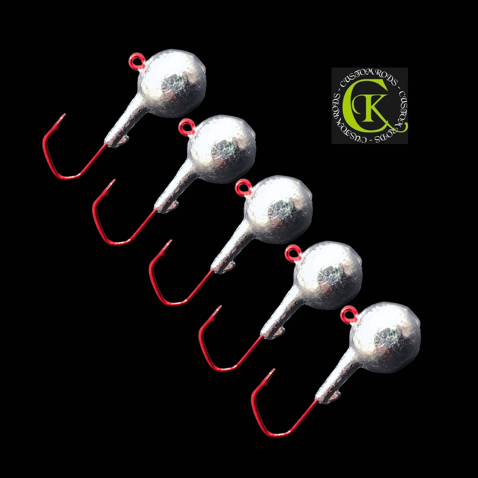 5x Gr. 1/0 VMC Jig Jigkopf Rundkopf Haken Jigköpfe Jighaken Bleikopf Greifer Jig - Bild 1 von 1