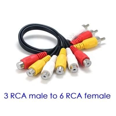 3 RCA Male Jack to 6 RCA Female Plug Splitter Audio Video AV Adapter Cable - image 1 of 4