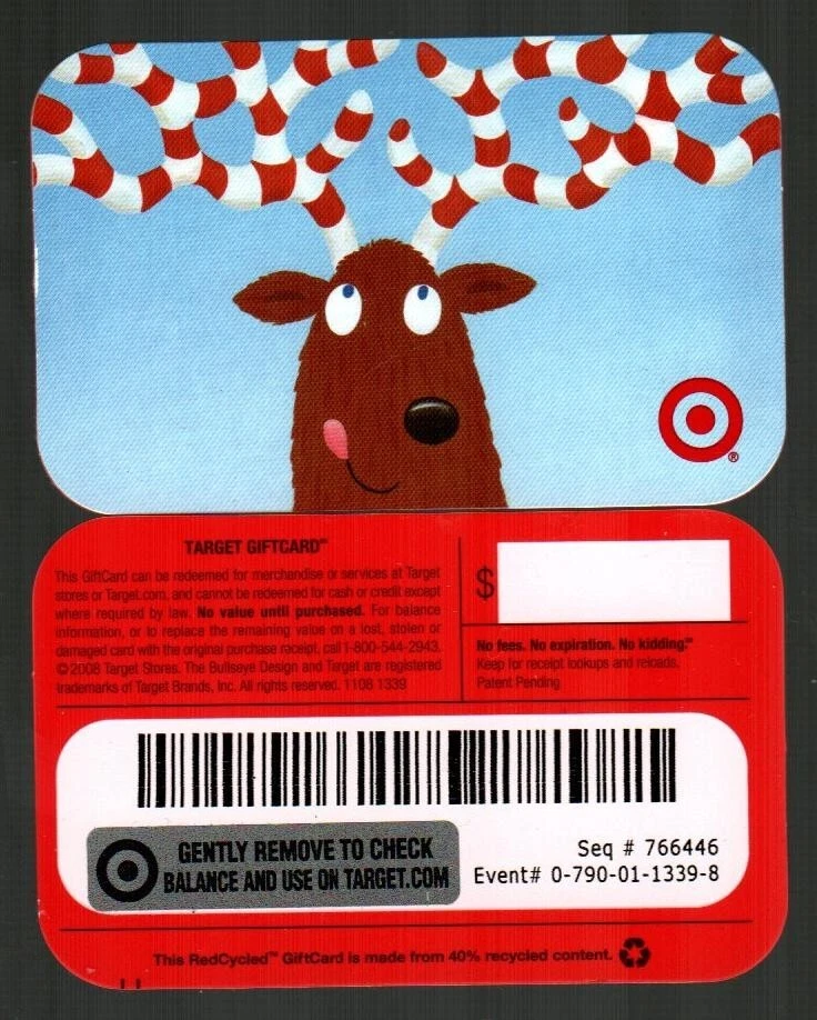 TARGET Reindeer with Candy Cane Antlers ( 2008 ) Gift Card ( $0 ) - Image 1 of 1