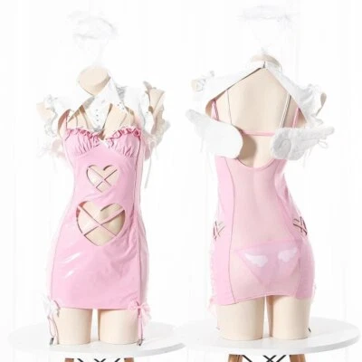 Lolita Girls Heart Hollow Out Bandage Dress With Wigs Pajamas Cosplay Outfits - Image 1 of 4