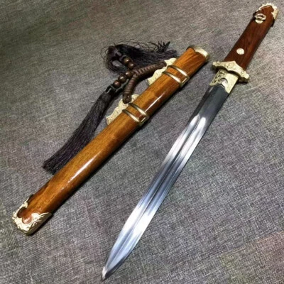 Brass Fittings Small Tang Saber Short Dao Sword Folded Steel Chinese Dagger Jian - Image 1 of 4