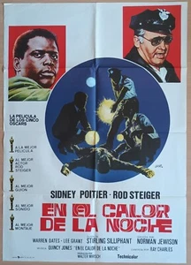 In the Heat of the Night ORIGINAL Spanish 1977 POSTER Jano unique Poitier art! - Imagen 1 de 2