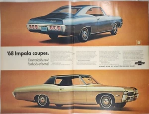 Chevrolet Chevy Impala '68 1967 cupé coche anuncio vintage dramáticamente nuevo 14" x 20" - Imagen 1 de 1
