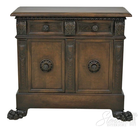 57945EC: Vintage Continental Italian Style Walnut Server Cabinet Cover