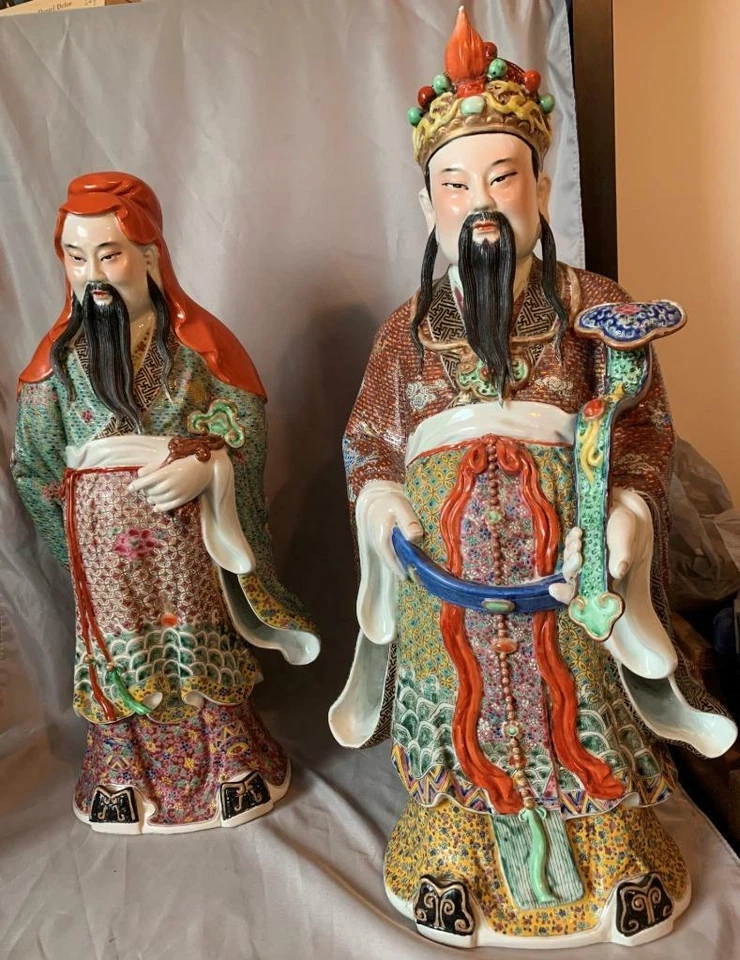 Figuras de porcelana Famille Rose inmortales chinos marcadas grandes ¡Bonitas! Foto 1 de 1