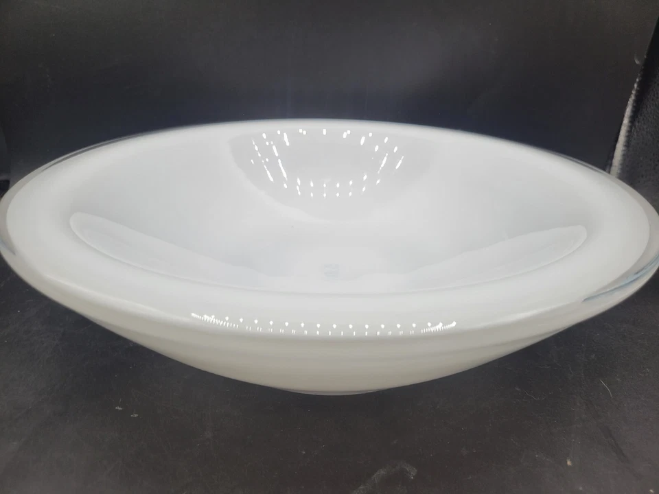 Umbra White Art Glass Mouth Blown Salad Or Centerpiece Bowl 12.5"  - Image 1 of 4