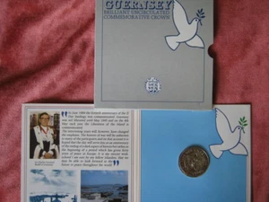 Guernsey 1985 Brilliant Uncirculated Crown pack Anniversary of Liberation - Picture 1 of 1