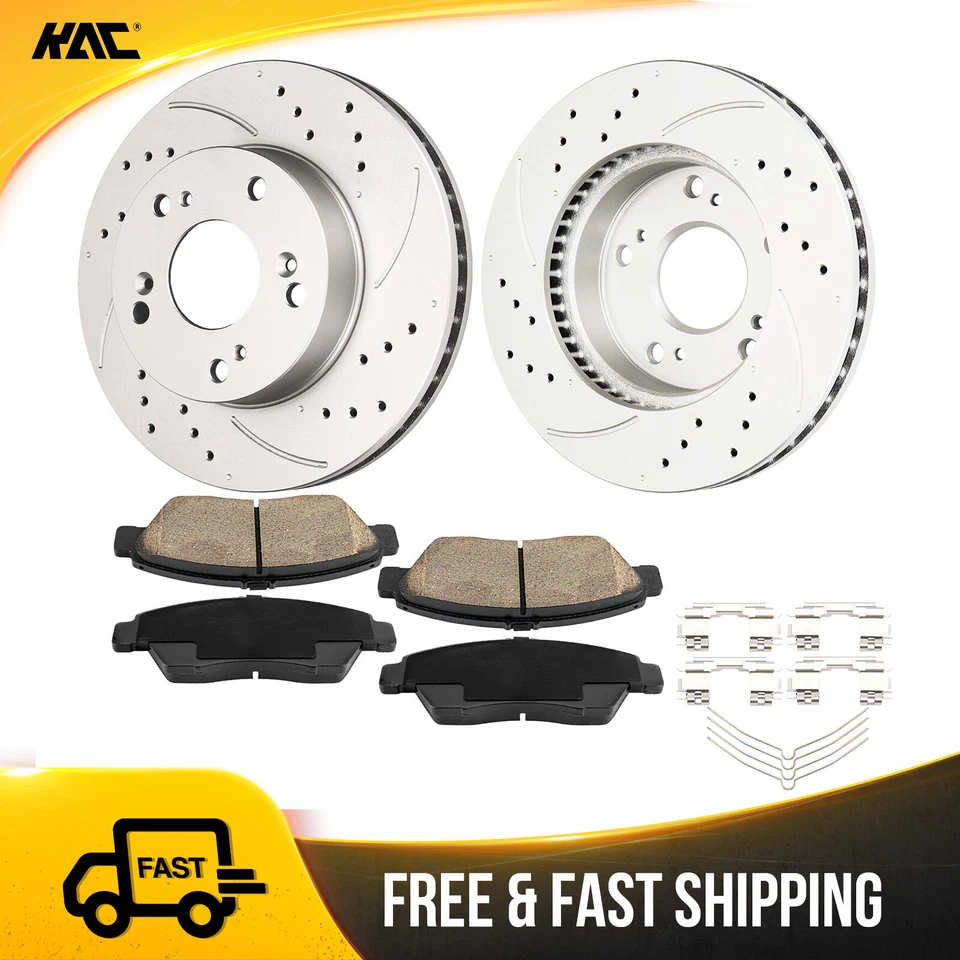Front Disc Brake Rotors + Brake Pads for Honda Civic 2012-2014 Acura ILX 2013-14 - Imagem 1 de 4
