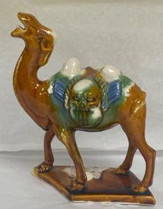 Vintage Chinese Tang Dynasty Style Sancia Glazed Ceramic Camel Figurine - Picture 1 of 19