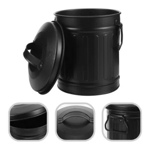 Tiny Garbage Can with Lid Black Trash for Desk Flower Bucket Office - Picture 1 of 12