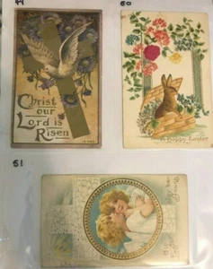 Golden Age Postcards - Lot of 3 - Easter Theme - Dove, Rabbit, Cherubs - Picture 1 of 2