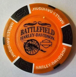 BATTLEFIELD HARLEY-DAVIDSON Gettysburg PA Orange/Black Signature Poker Chip - Picture 1 of 2
