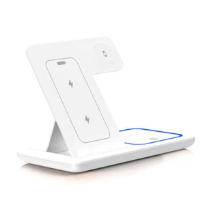 3 in 1 Charging Station Foldable Wireless Magnetic for iPhone Watch AirPods - Picture 1 of 19
